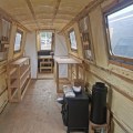 What is the traditional layout of a narrowboat?